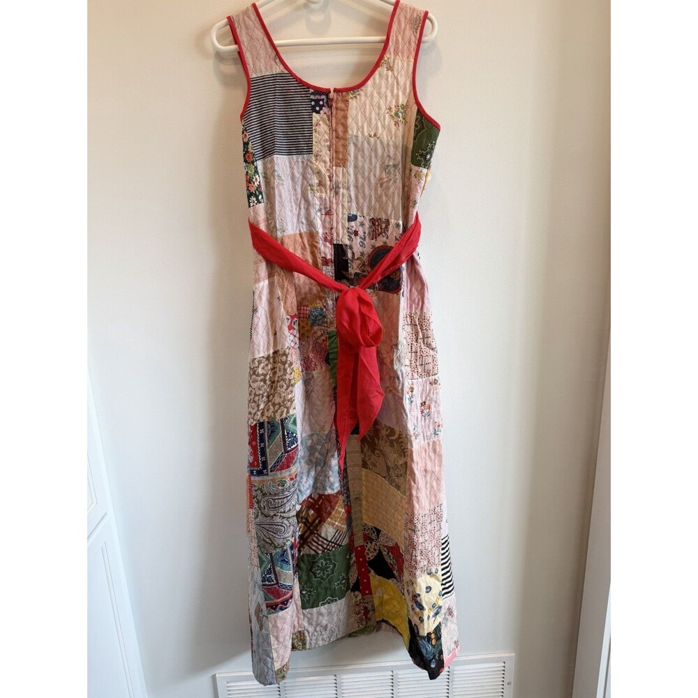 Vtg Handmade Patchwork Cottagecore Prairie Maxi Dress Quilted Peasant Gypsy - Picture 4 of 10